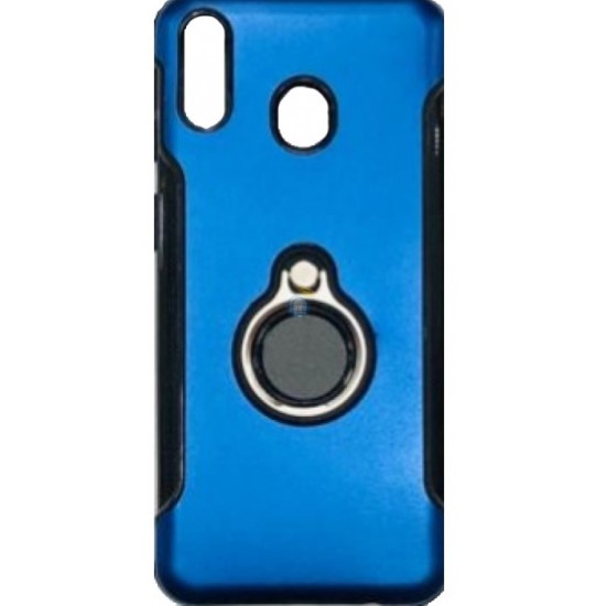 CAPA DE SILICONE COM METAL E ANEL DE DEDO XIAOMI REDMI 6A AZUL